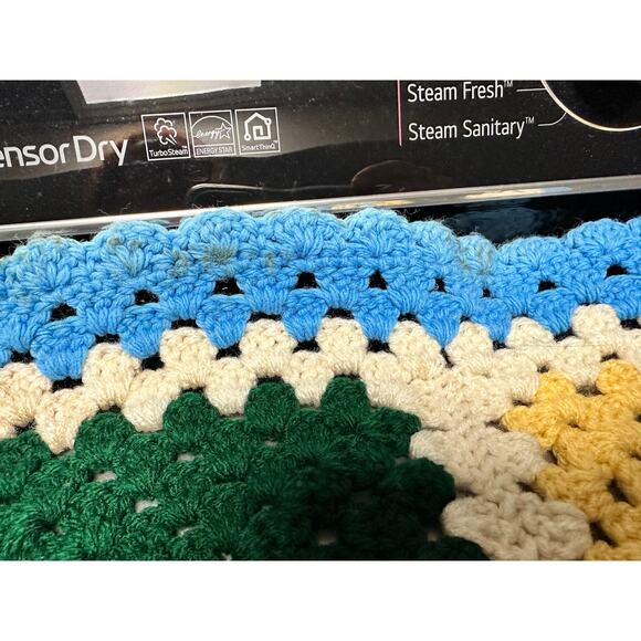 Granny Square Handmade Crocheted Blanket Vintage Blanket 47x57 - Picture 7 of 10